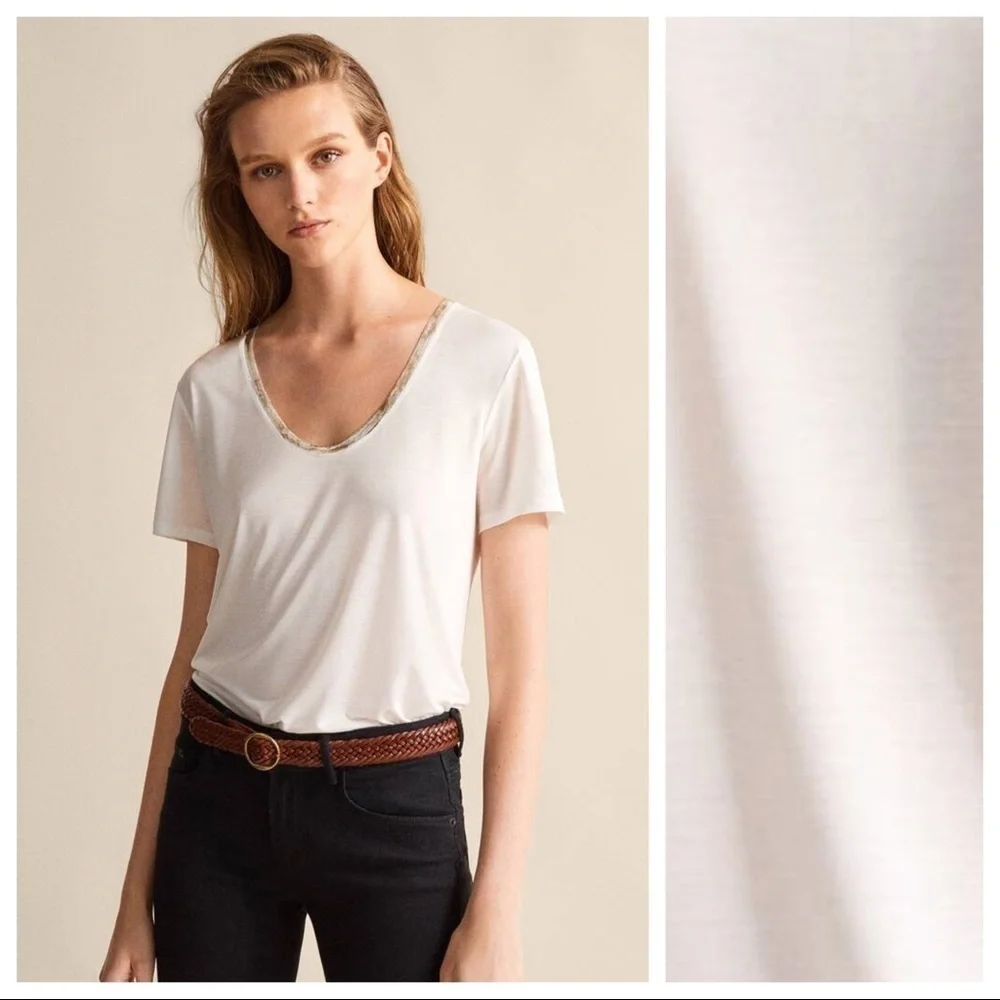 NWT. Massimo Dutti White T-shirt. Size XS.